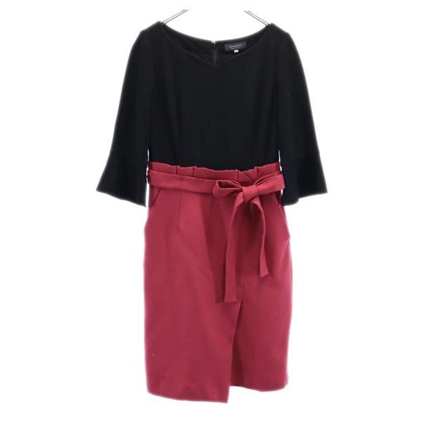 ジャスグリッティー 七分袖 ワンピース 2 黒×赤 JUSGLITTY  