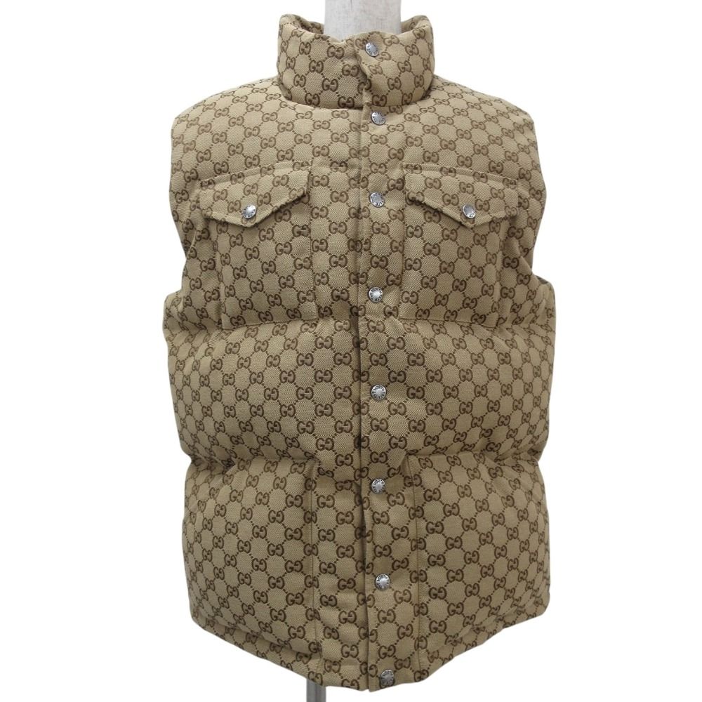 GUCCI The North Face グッチ ノースフェイス コラボ GG柄 ダウンベスト S ベージュ ブラウン メンズ レディース 古着