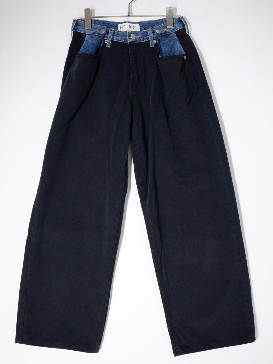 The Frankie Shopザフランキーショップ 2025SS EDITION Hayla Contrast Denim Pantsドッキングブラックデニムパンツ XS|S LDNA78165