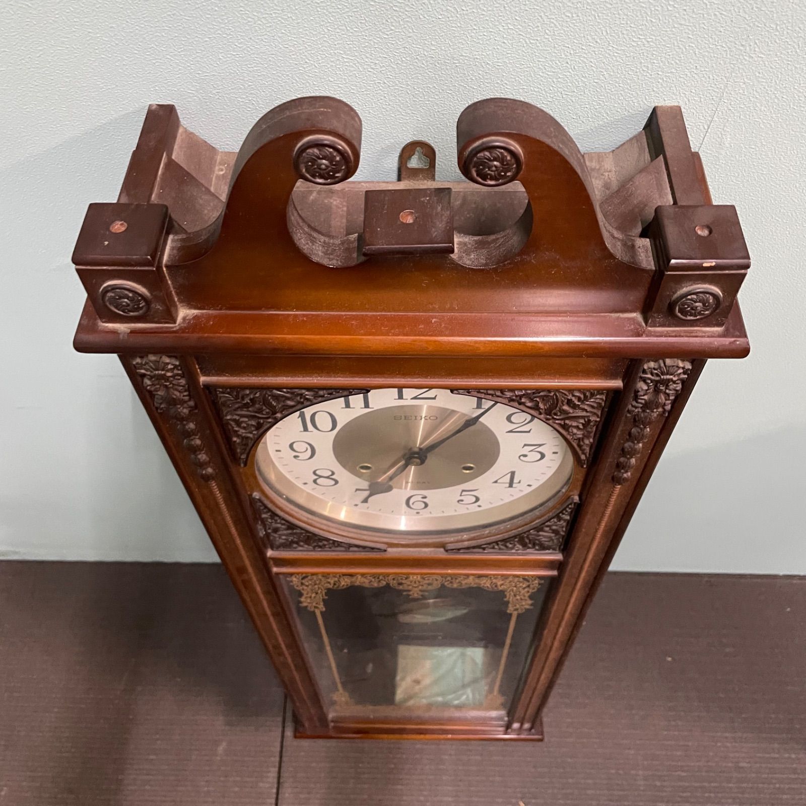 ジャンク品 SEIKO セイコー 振り子 壁掛け時計 PA603 ぜんまい時計 SEIKOゼンマイ式振り子時計PA603 (taka ) 伊勢崎の時計《置時計》の