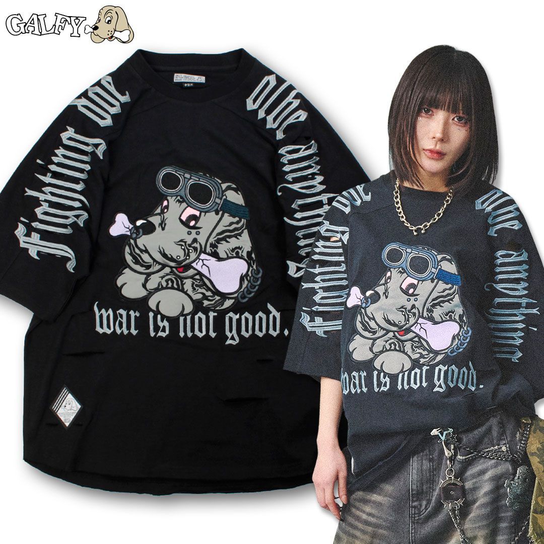 GALFY（ガルフィー）病みに染まりし反戦 半袖Tシャツ 中型犬 L チャコール GALFY】病みに染まりし反戦Tシャツ | OUR BRAND,GALFY