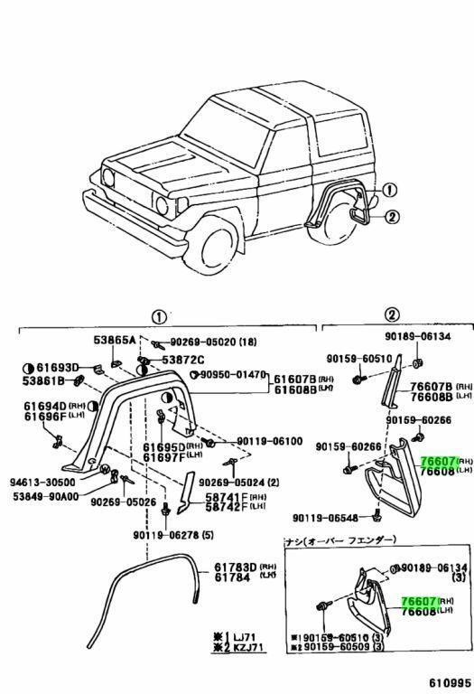 トヨタ 純正 ランドクルーザー 70 クォータパネル マッドガード リア 右 MUDGUARD QUARTER PANEL REAR RH  TOYOTA LEXUS Genuine 未使用