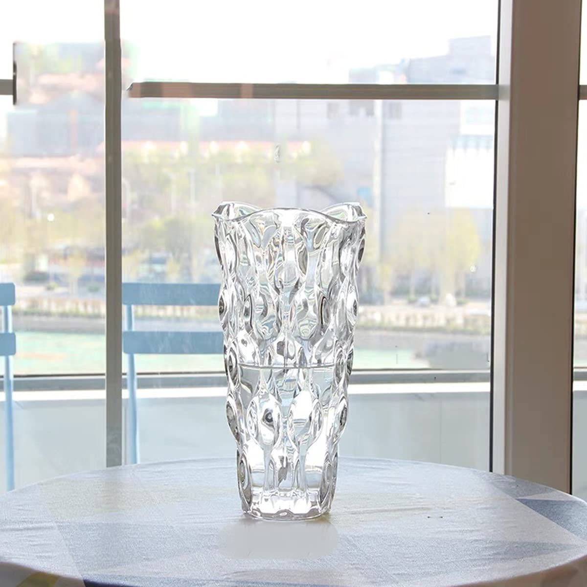 【人気商品】ガラス フラワーベース 透明 花瓶 ガラス おしゃれ 大 花瓶 北欧 花瓶 30cm グラデーション 現代 シンプル 透明 広口 花器  部屋 玄関 リビング インテリア プレゼント