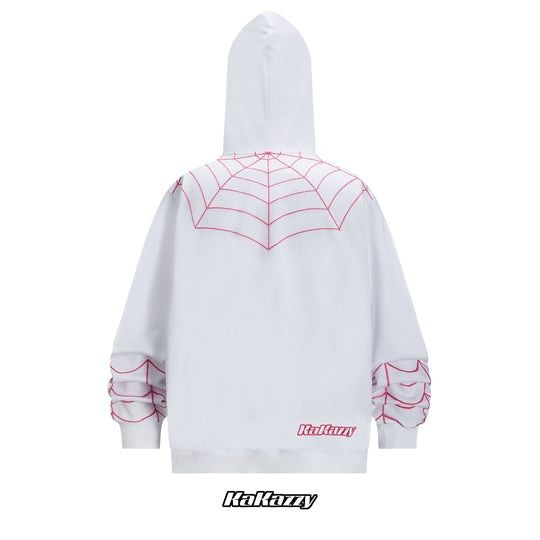 KaKazzy】スパイダーマン ホワイト×ピンク フルジップ パーカー 男女
