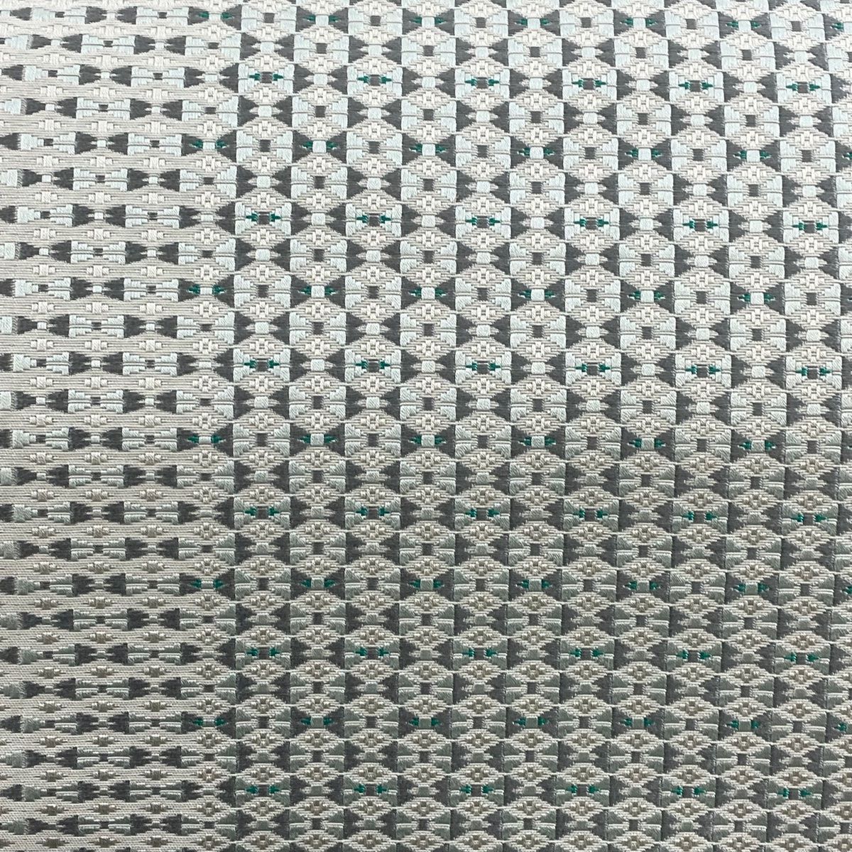 名古屋帯 美品 名品 八寸名古屋帯 幾何学模様 水色 正絹 【中古