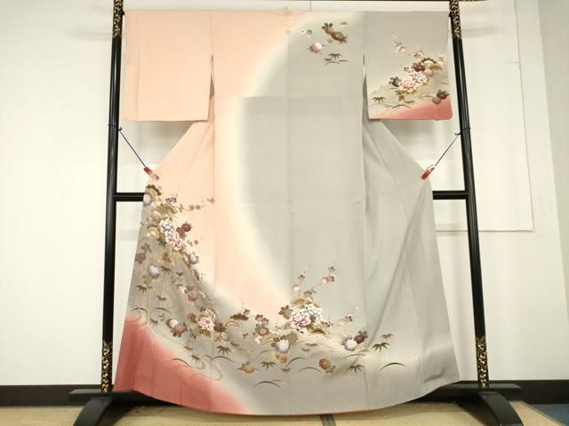 平和屋着物□訪問着 松竹梅風景文 暈し染め 正絹 逸品 BAAU3614hj