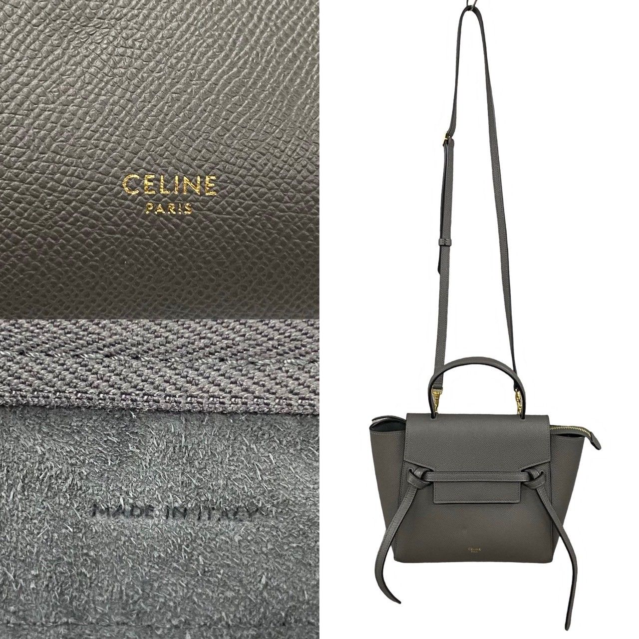 CÉLINE グレー レザーバッグ 保存袋付き