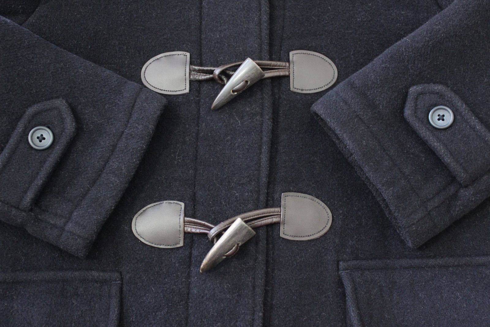 68【美品】イーストボーイ ダッフルコート 7 ネイビー 紺 S 裏チェック