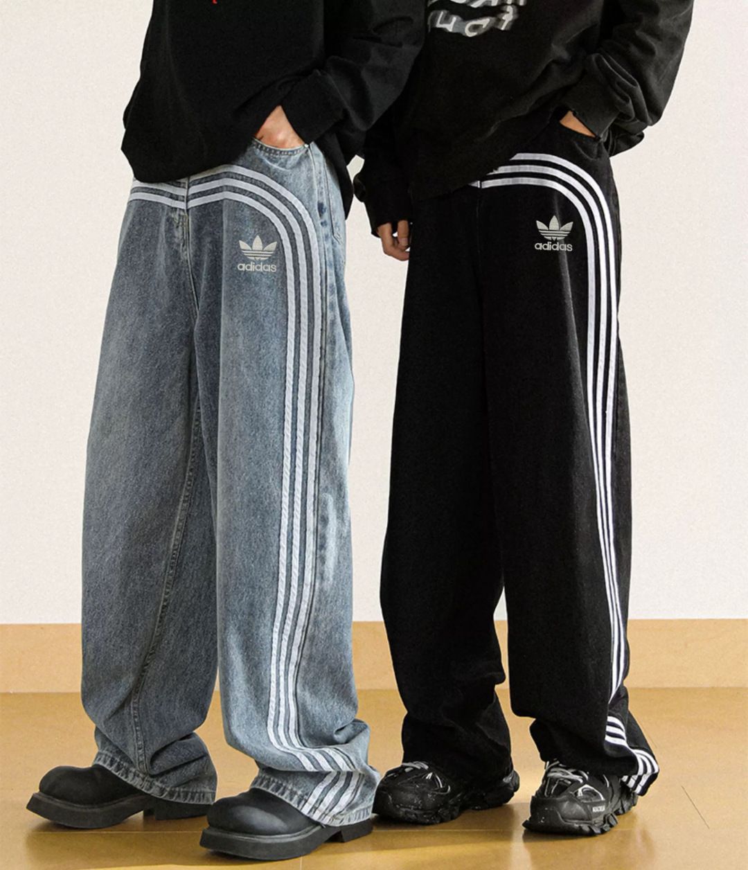 Adidasファッション ヴィンテージ ロゴカジュアルジーンズ