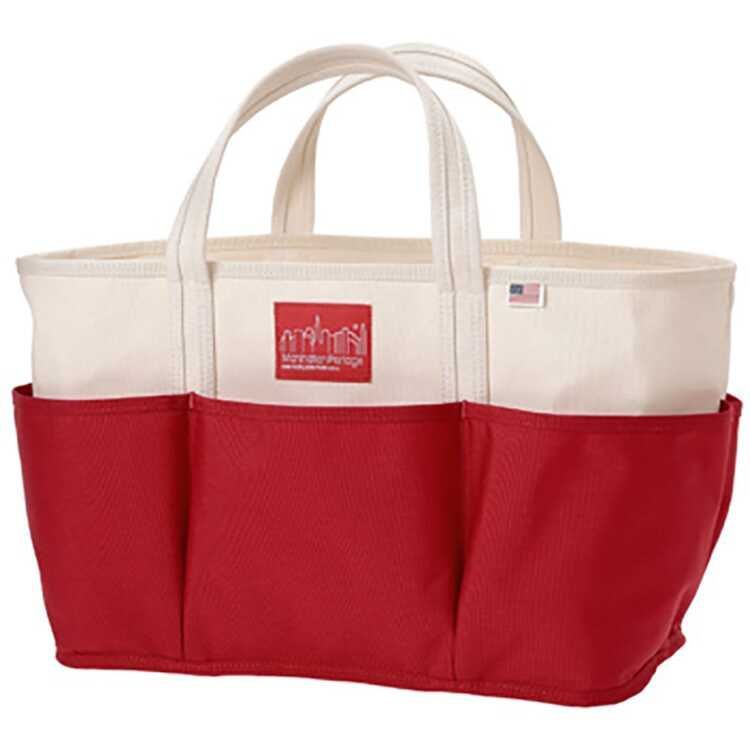 マンハッタンポーテージ ピクニック アウティング トートバッグ M ナチュラル×レッド W42/29.5×H21×D15cm #MP1383DUCK-1030 マンハッタンポーテージ ピクニック アウティング トートバッグ M