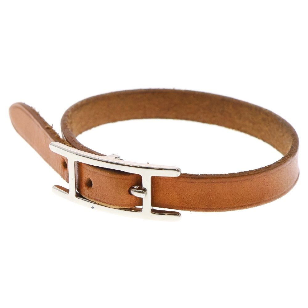 HERMES (エルメス) アピ3 □C刻印 レザーブレスレット シルバー金具