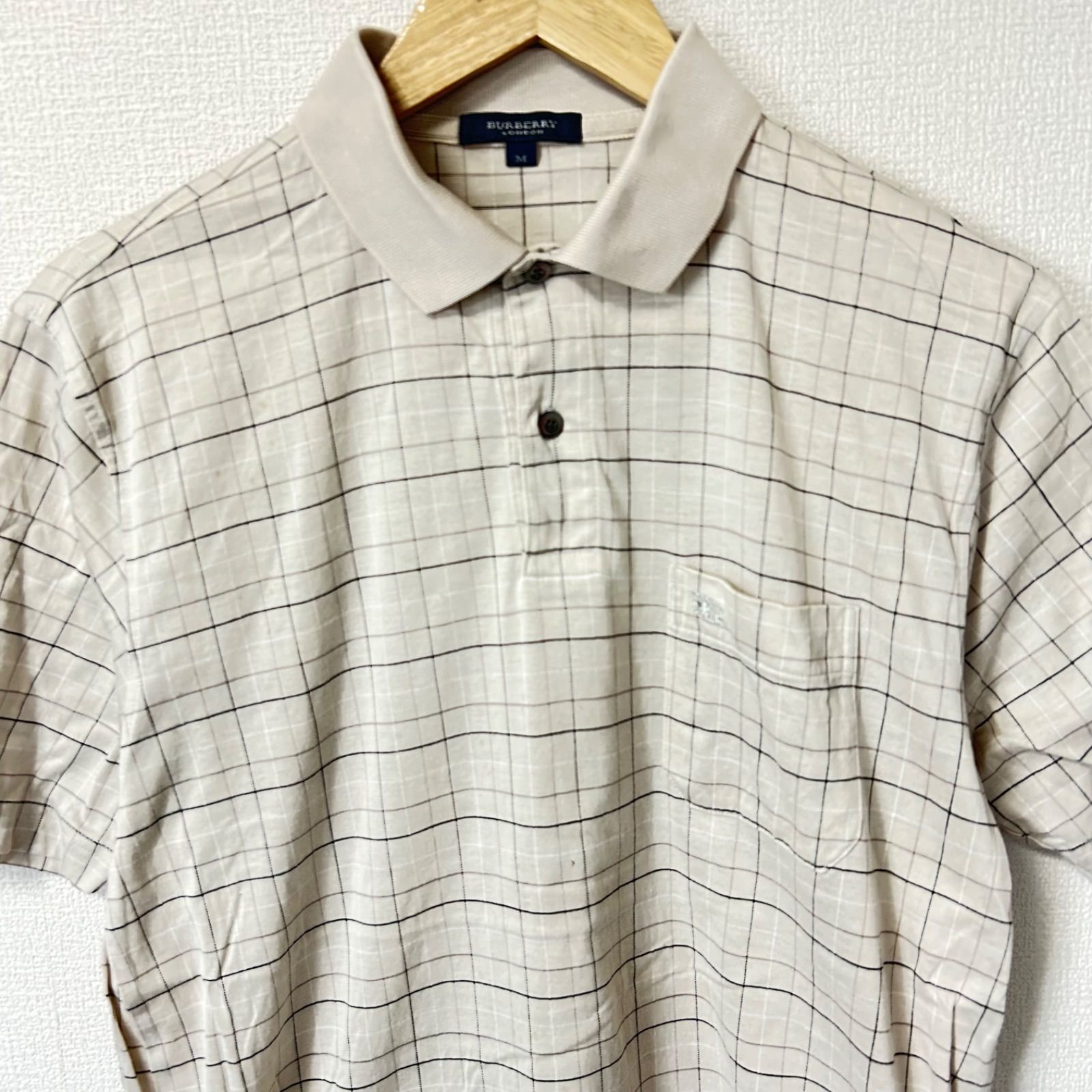 バーバリーBurberry上質コットン半袖ポロシャツ♫ w^)b BURBERRY バーバリー 半袖ポロシャツ チェック柄 コットン 綿100