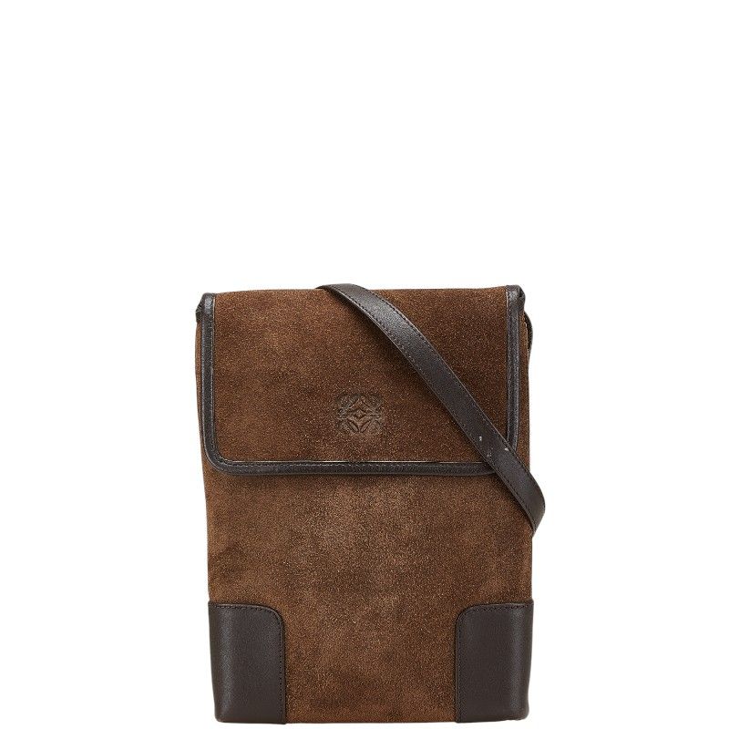LOEWE さショルダーバッグ　ブラウン　レザー　アナグラム ロエベ アナグラム 斜め掛け ショルダーバッグ ブラウン レザー