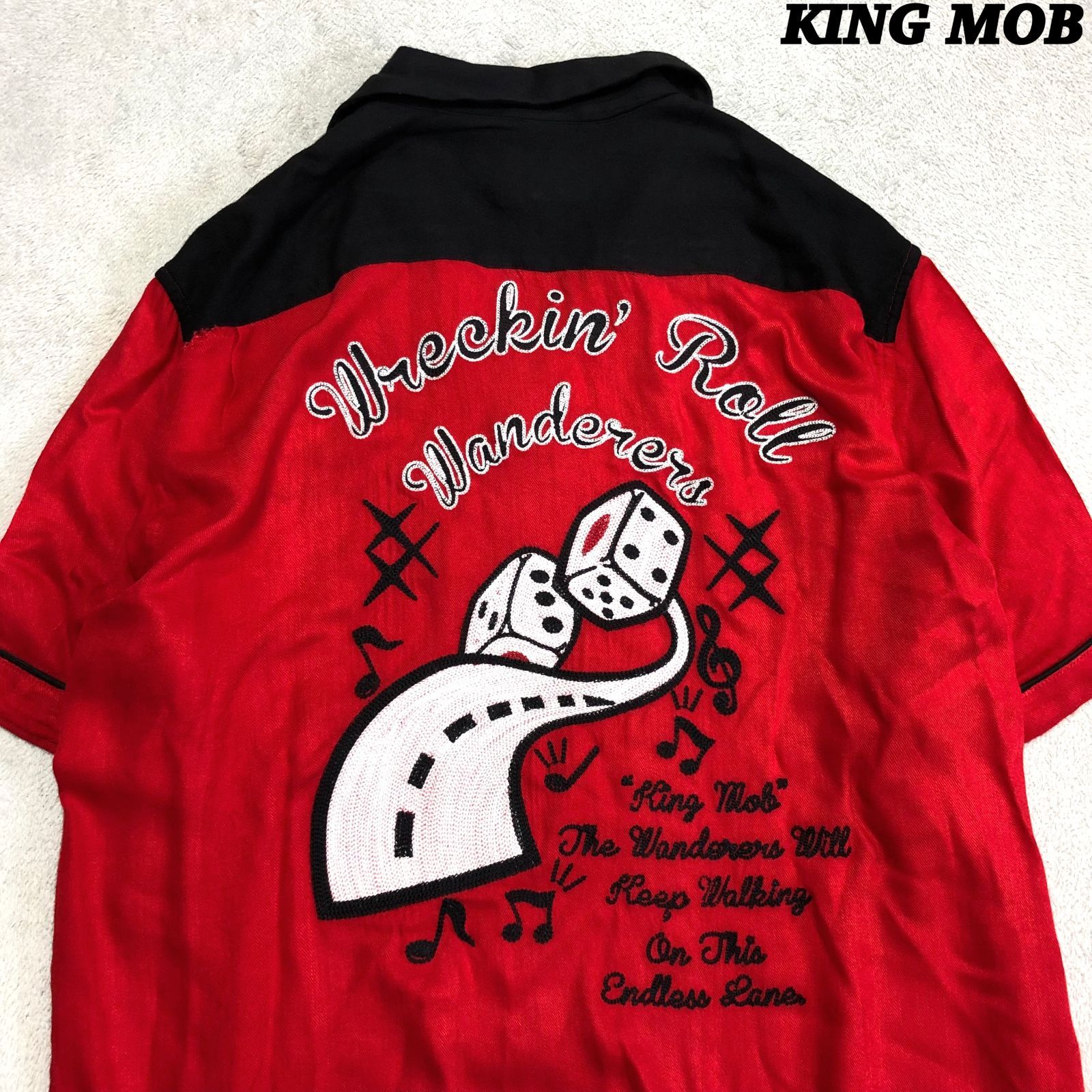 KING MOB ボーリングシャツ ワークシャツ オープンカラー 開襟