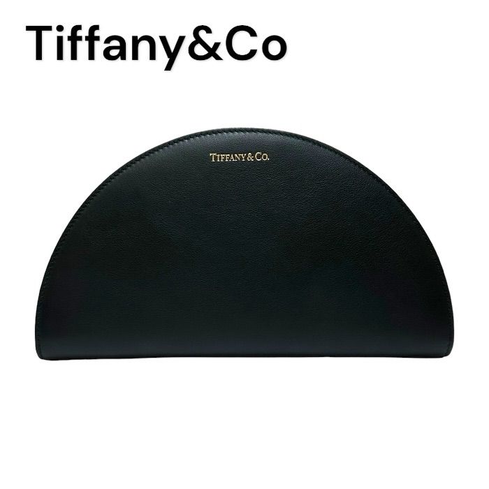 【中古美品】Tiffany&Co.ティファニー ハーフムーンウォレット長財布レディース ブラック ウランドファスナー カーフ