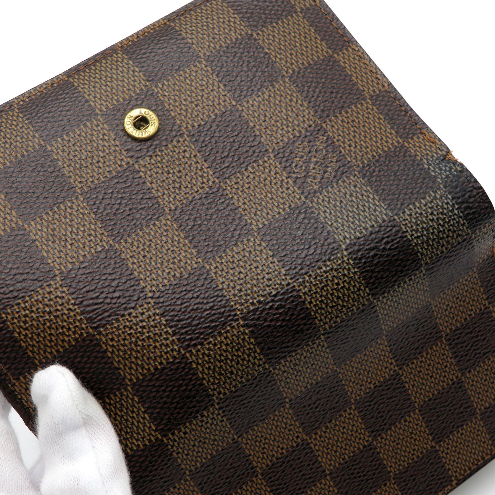 LOUIS VUITTON ポルトモネ・ビエ・ヴィエノワ N6166 ダミエ・エベヌ ブラウン系  レディース ウィメンズ 人気 ブランド LV がま口 コンパクト 財布 折りたたみ松前R56号店