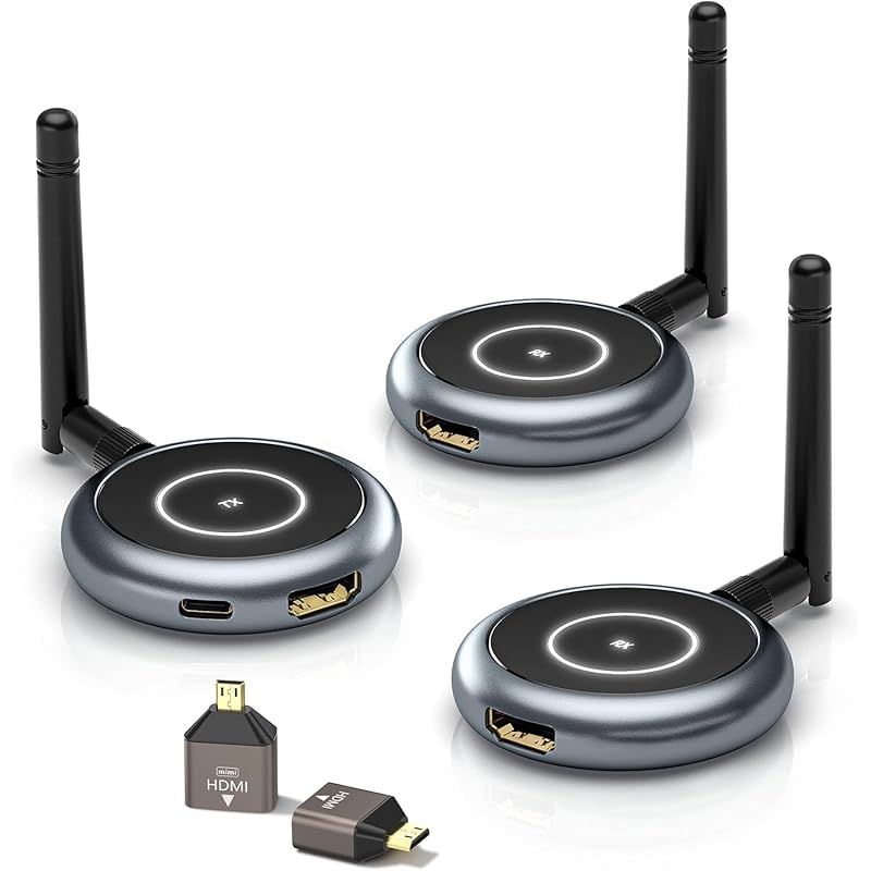 AIMIBO ワイヤレス HDMI 送受信機セット 1×送信機 2×受信機 受信機6台増設 拡張モード対応 1080P|5Ghz|50m安定転送距離 HDMI 無線 映像音声同期出力 ストリーミングメディア 日本技適認証済 0
