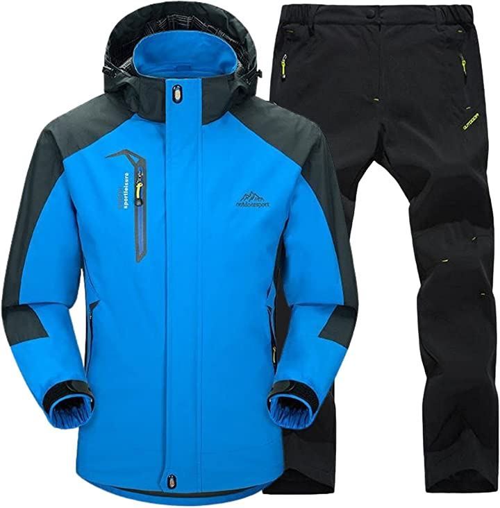 BENQUE ベンケ アウトドアジャケット 上下セット メンズ ウェア 登山服 マウンテンパーカー 多機能 防寒 防風 撥水 耐水圧 7000mm 5.ブルー 速乾トレッキングパンツ L