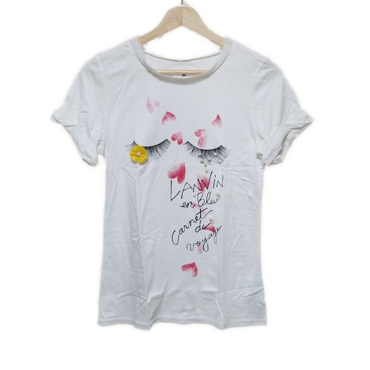 【美品】LANVINenBlue パールデザインTシャツ 38 ランバンオンブルー 半袖カットソー サイズ38 M レディース美品