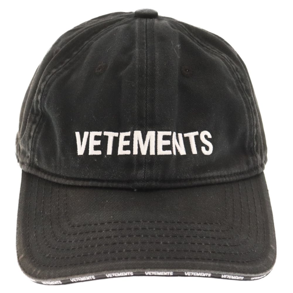 VETEMENTS (ヴェトモン) Classic Logo Cap クラシックロゴ刺繍ベースボールキャップ ブラック UA52CA200B