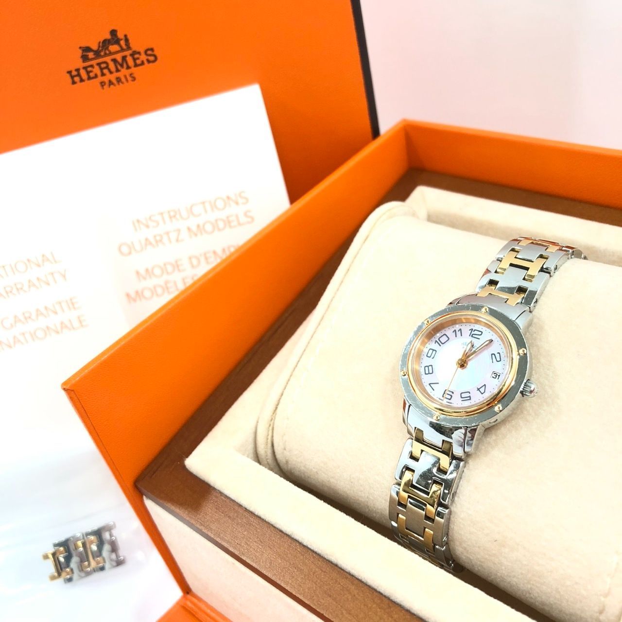 と*ん様 稼働美品！エルメスクリッパー　腕時計　ホワイト文字盤　ウォッチ　CL4 楽天市場】【 エルメス HERMES 】 腕時計 クリッパー CL4.220 GP/SS