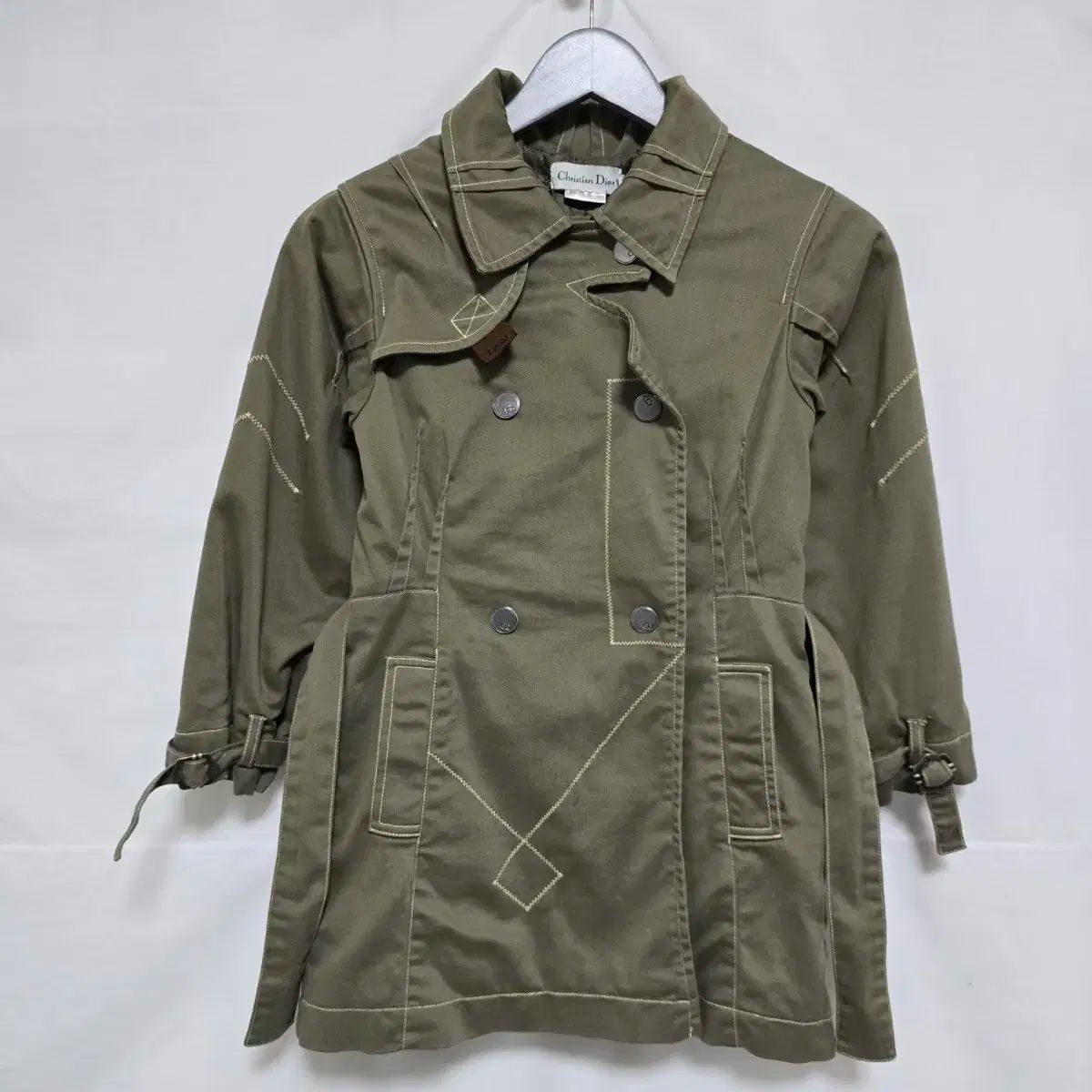 クリスチャン ベイビー ディオール カーキ ベルト付き トレンチ コート