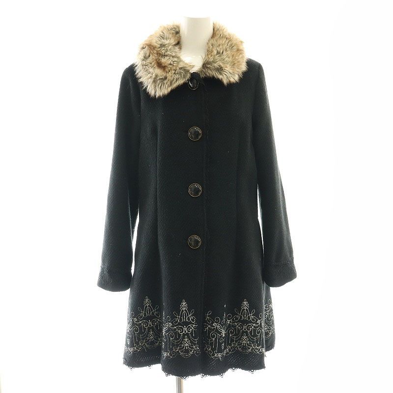 ⭐️新品タグ付⭐️ エムドット　裾ファーコート　ブラック em. エムドット裾ファーコートブラック