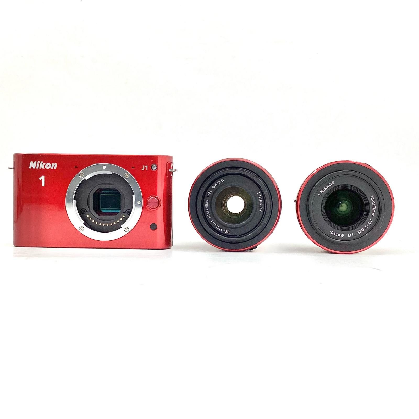 全額返金保証 最速発送 Nikon デジタル一眼 Nikon 1 J1 ダブルズームキット レッド 動作 済