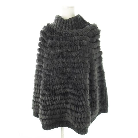☆blugirl☆【美品】ラビットファー　ブラック　ビジュー　ポンチョ　ケープ♡ Blugirlブルーガールラビットファー&ビジュー付ポンチョ ケープ