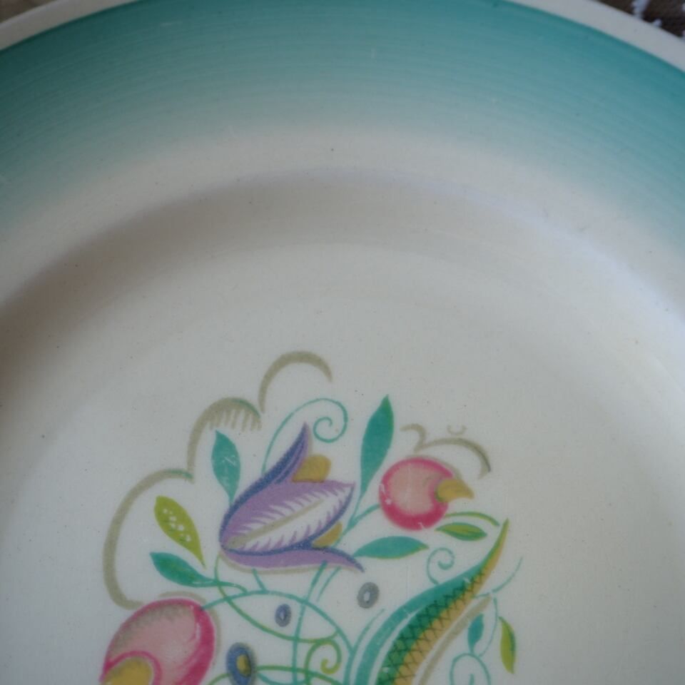  1930 s スージークーパー ドレスデンスプレイ グリーン トリオA カップソーサー F 6 カップ ソーサー コーヒー ティーカップ