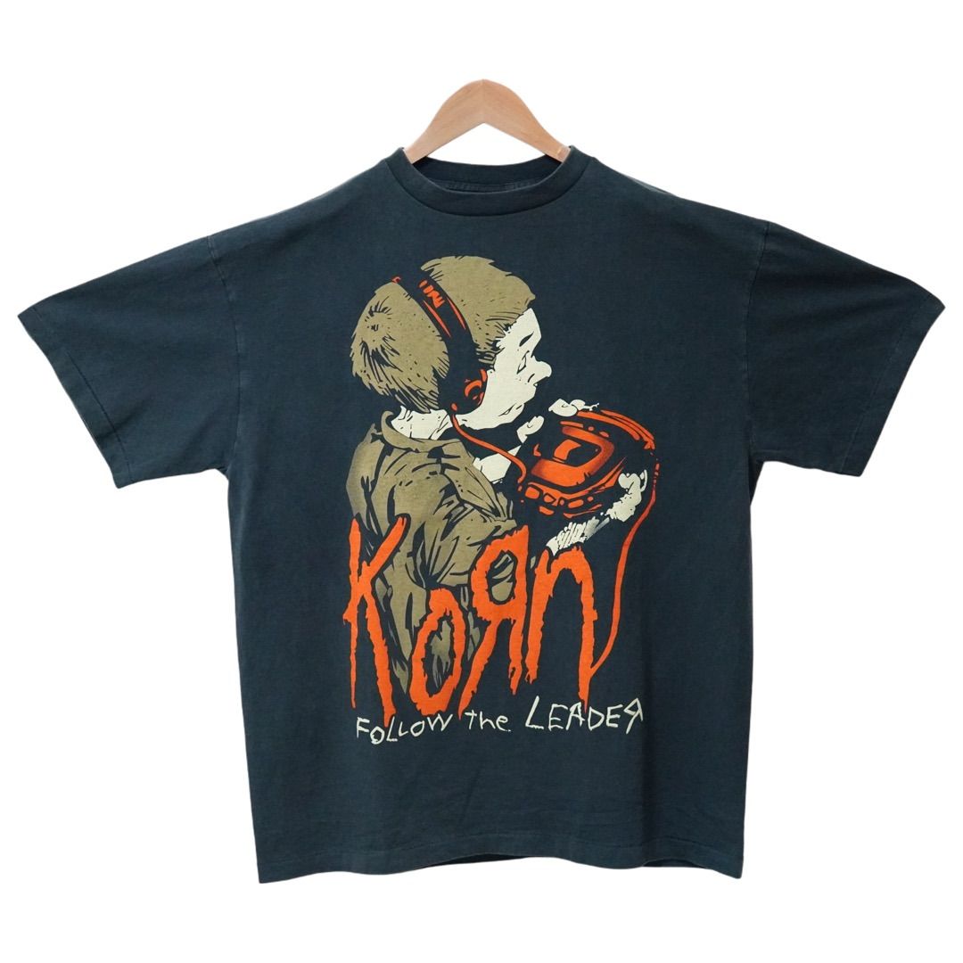 90s USA製 KORN コーン バンドTシャツ 紺 L GIANTボディ 【公式通販】