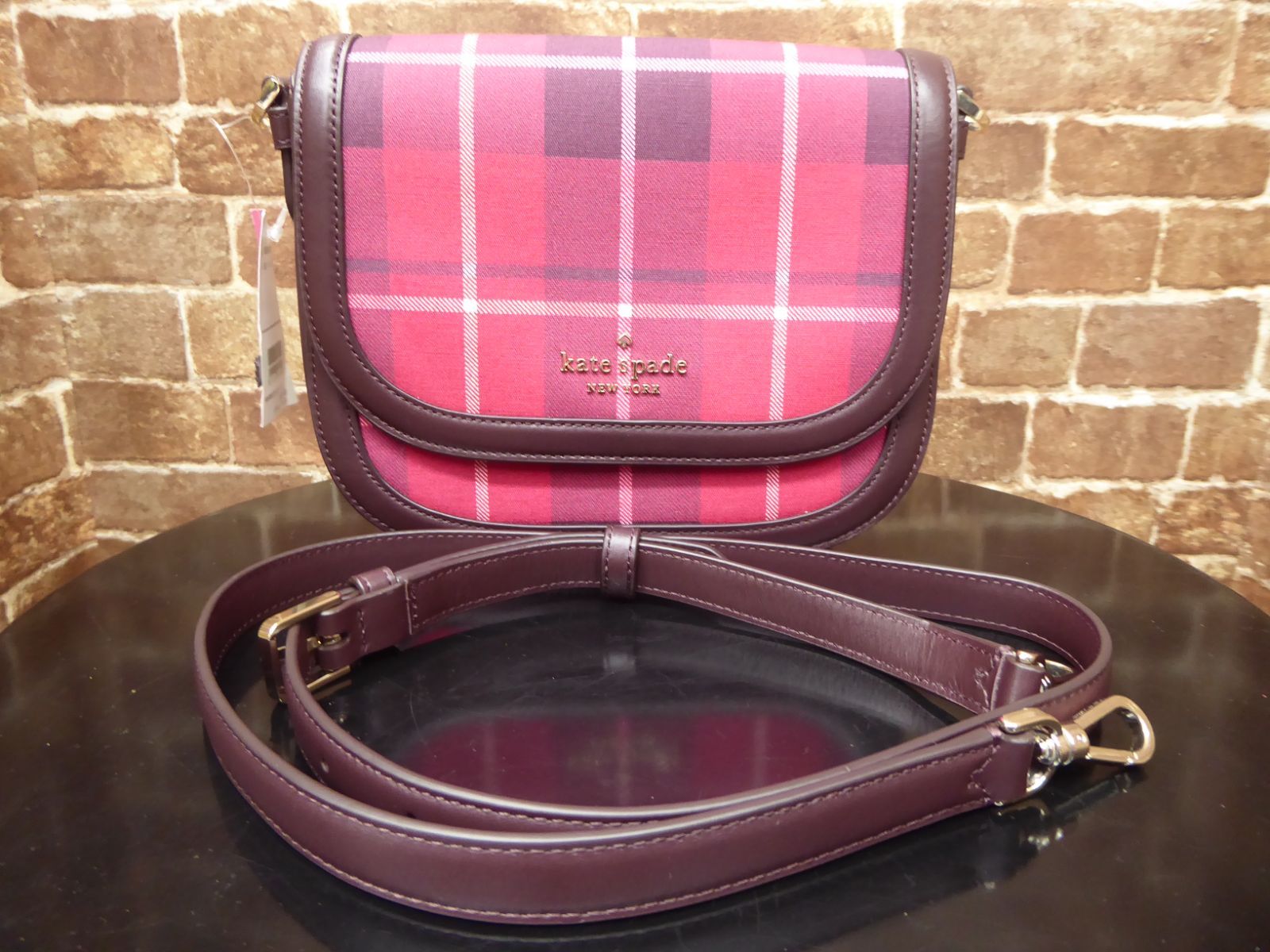 KATE SPADE WKR00576 556 BLAKE SADDLE BAG BRIGHT ROSE ケイトスペード ピンク チェック