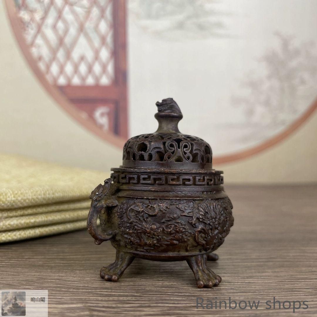 銅 細工 浮彫り百福網蓋薫香炉 茶道香炉 工芸品 美術品 置物 銅 細工 浮彫り百福網蓋薫香炉 茶道香炉 工芸品 美術品 置物
