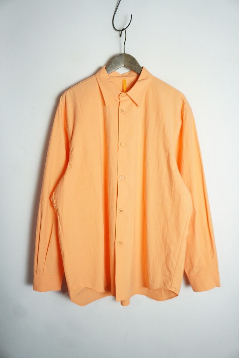 定番 MAN-TLE マントル R13S8 WEATHER SHIRT HORIZON WEATHER 長袖 シャツ コットン ウェザー生地 サイズM オレンジ系 918P♪
