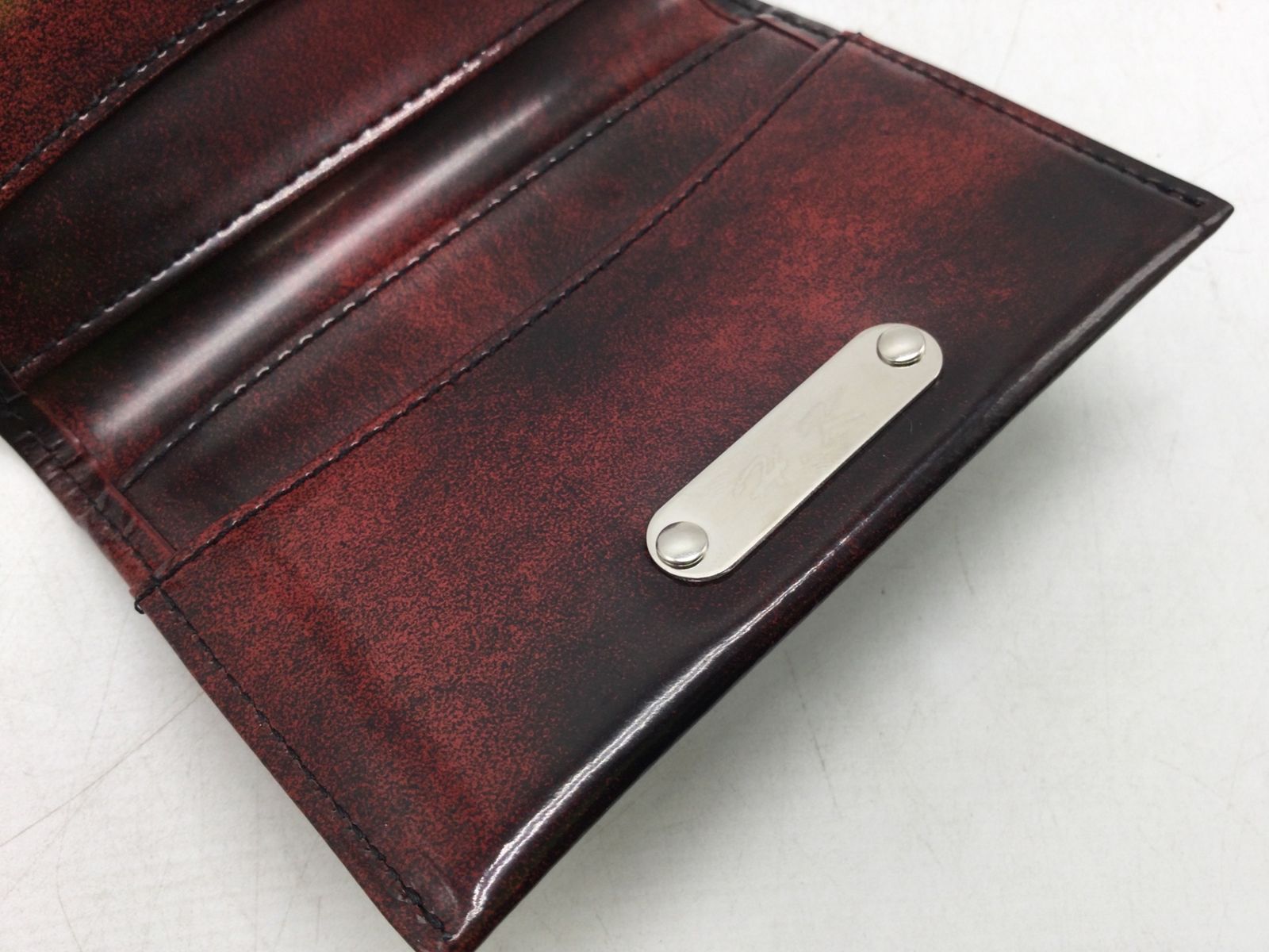 領収書発行可】〇knicks/ニックス アドバンガラス革名刺入れ(レッド