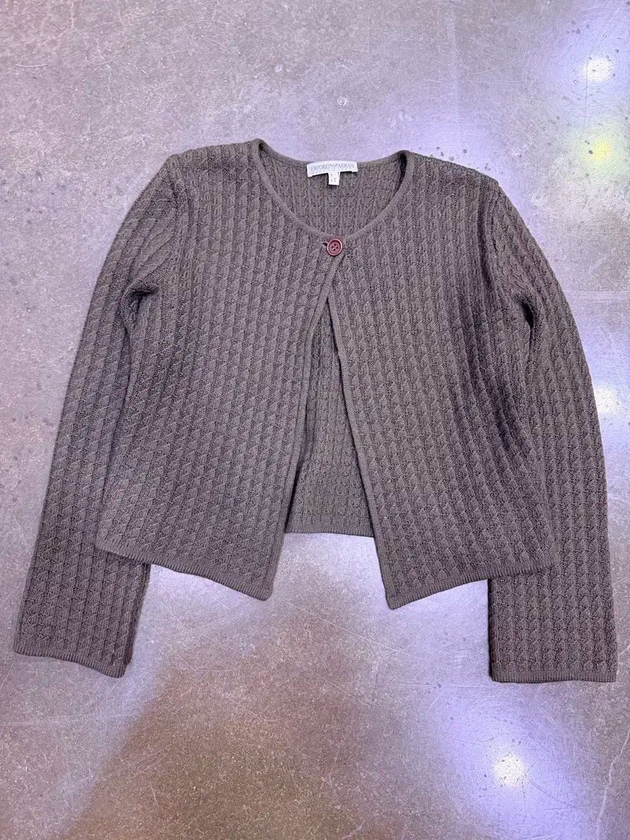 エンポリオアルマーニ メリノウール ワンポイント レイヤード ニット カーディガン M