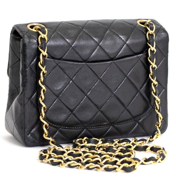 シャネル CHANEL ミニマトラッセ チェーンショルダーバッグ ラム 黒 G  