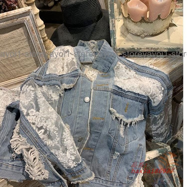 デニムジャケット レディース 春秋 Gジャン レース ジャンパー カジュアル アウター デニムコート ブルゾン レディースコート hax5a186977