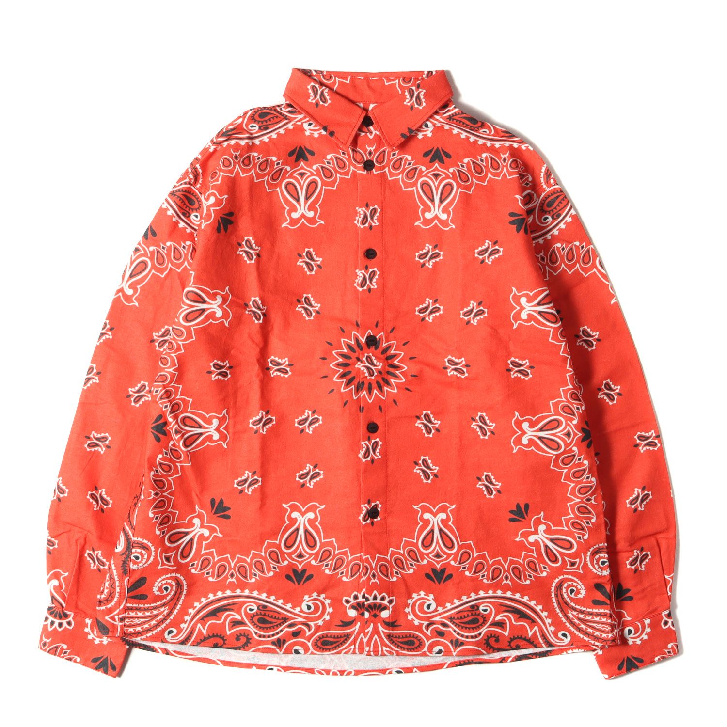 美品 CHALLENGER チャレンジャー シャツ サイズ:L 23AW バンダナ柄 フランネル 長袖シャツ L/S BANDANA NEL SHIRT レッド 赤 トップス カジュアルシャツ【メンズ】