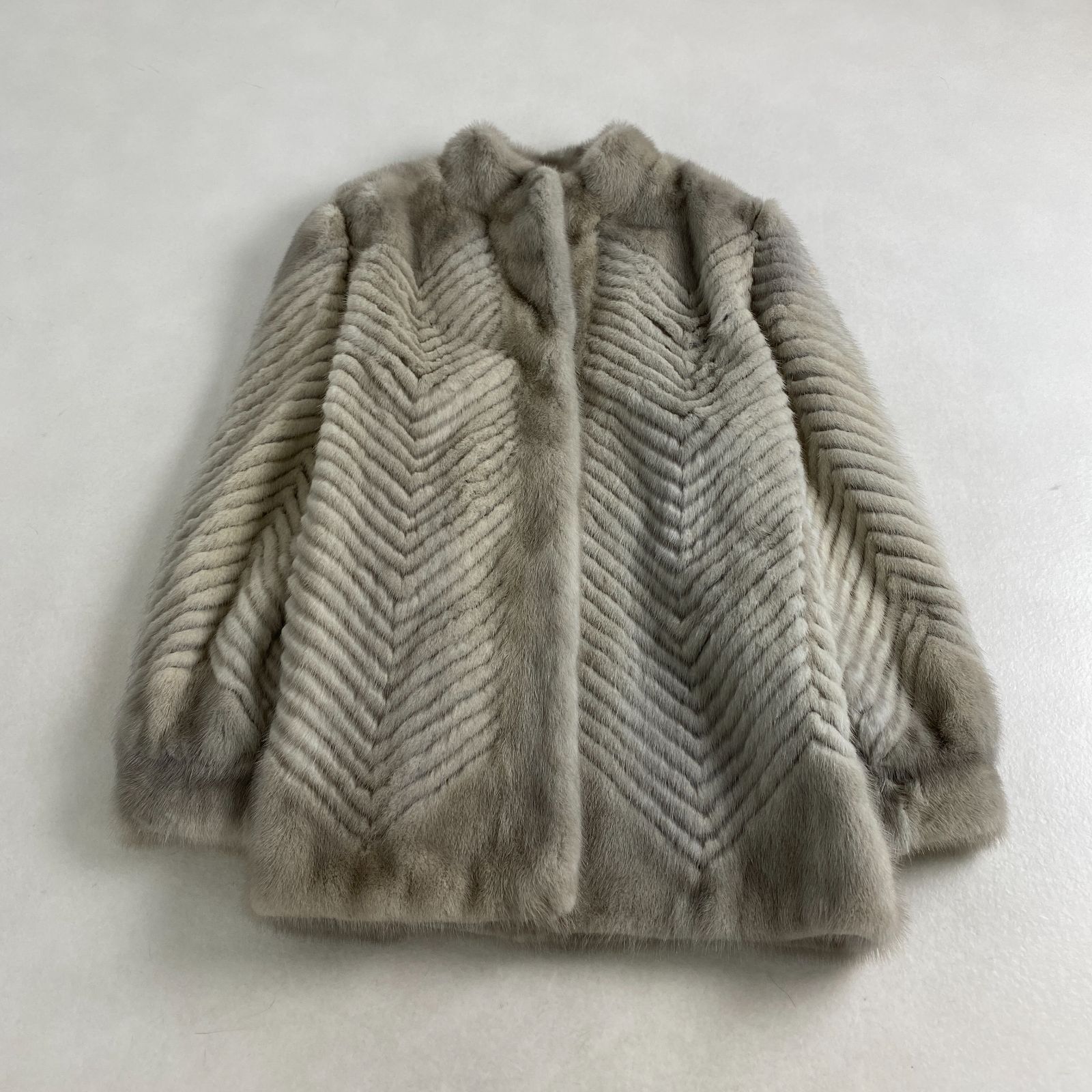 毛皮コート パールミンク 本毛皮 リアルファー ヘリンボーン ライト