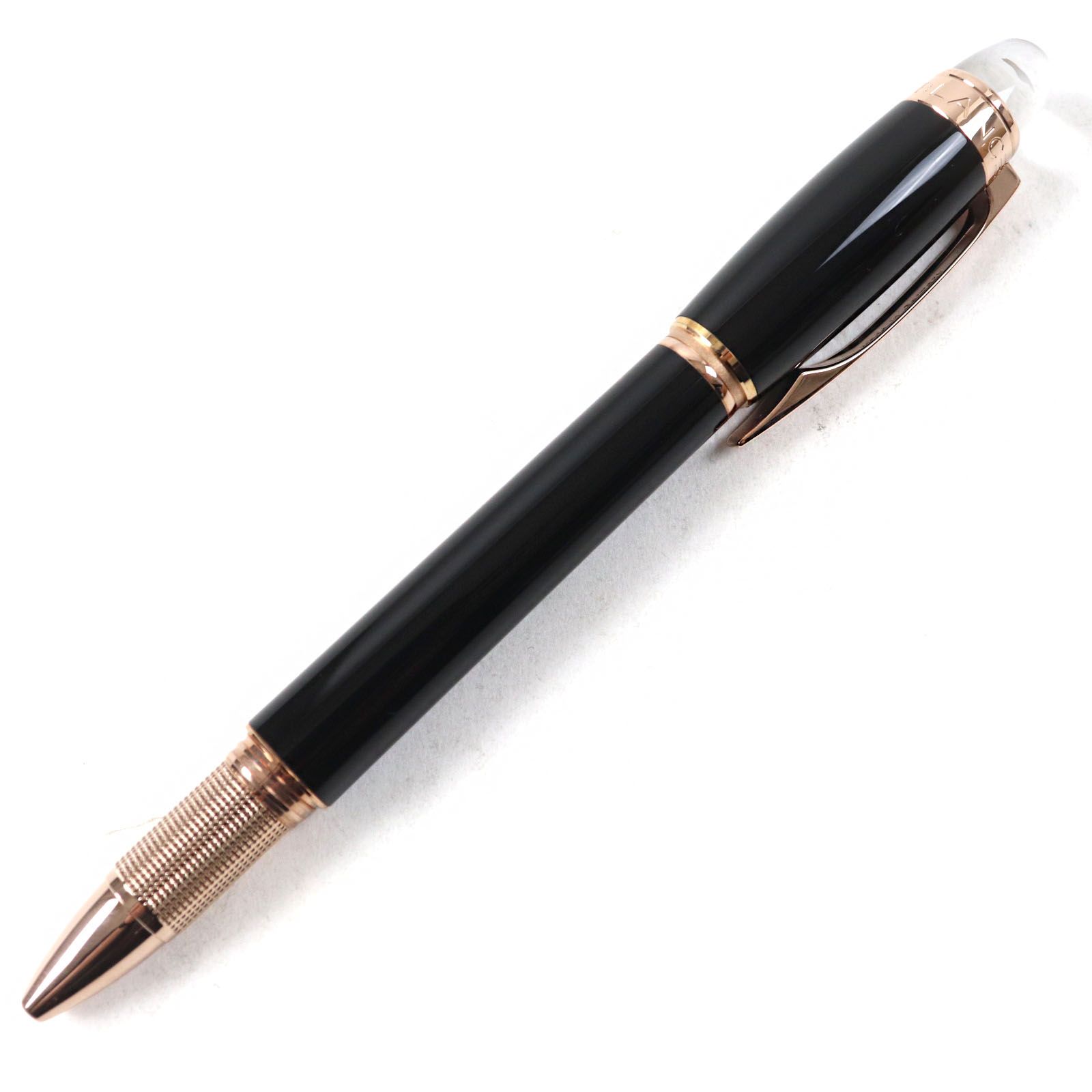 ○MONTBLANC モンブラン MB25626FL スターウォーカー プレシャスレジン ロゴ刻印 ホワイトスター ツイスト式 ファインライナー ボールペン ブラック レッドゴールド 箱 保存袋付き ドイツ製 メンズ 筆記 済み
