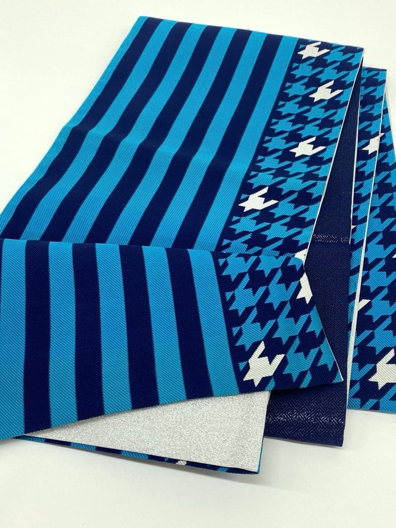 袋帯 正絹 振袖 千鳥 西陣織 ロングサイズ 新品未使用品 袋帯 正絹 振袖 千鳥格子 縦縞 西陣織 ロングサイズ 新品未使用品