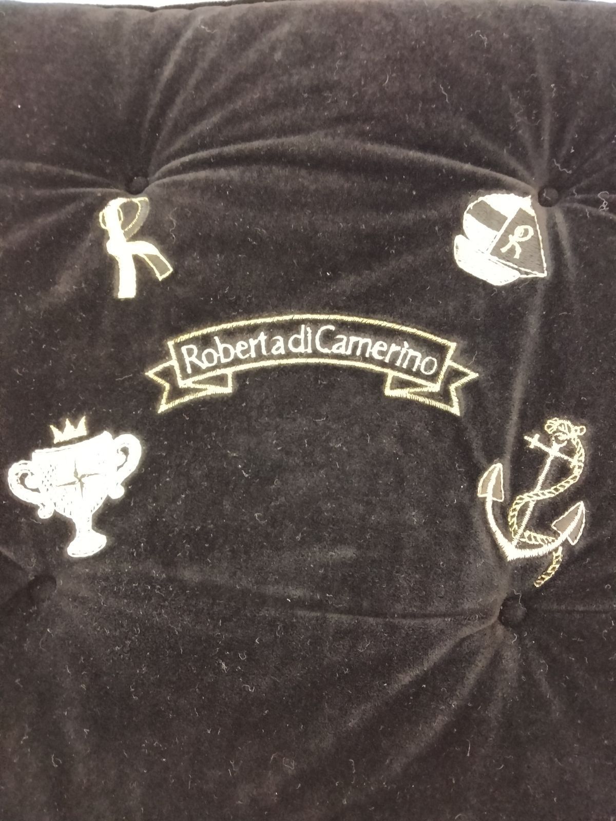 Roberta di Camerino クッション 2個セット ベロア調 赤黒 ロベルタ