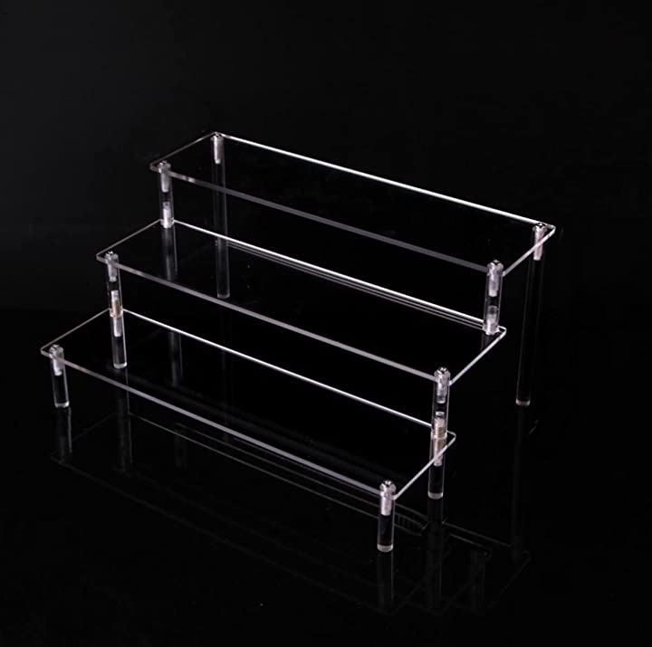 ENN LLC フィギュア ディスプレイ 3段 ひな壇 アクリル アクリルスタンド 横30cm・透明 クリア3段 3段30cm板幅8cm( 3段30cm板幅8cm)