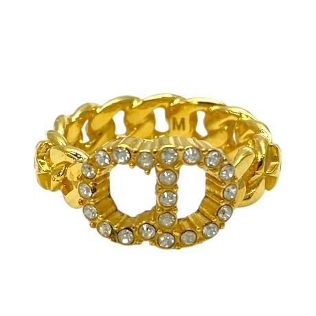美品　ディオール　リング　指輪　CDロゴ　ラインストーン　ゴールド　金　12号 Christian Dior - ◇ディオール◇ CD ロゴ / ラインストーン