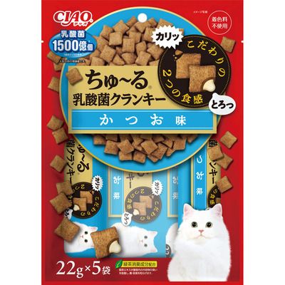 同梱不可 48個セット いなばペットフード CIAOすごい乳酸菌クランキーかつお味22g×5P