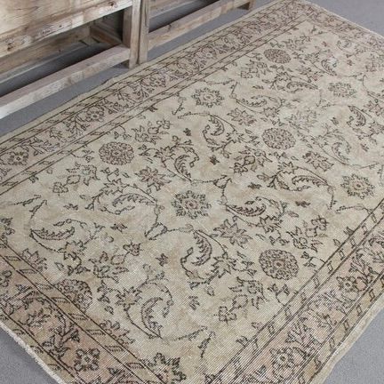 ボヘミアン トルコ絨毯 125 x 215 cm ベージュ ヴィンテージラグ