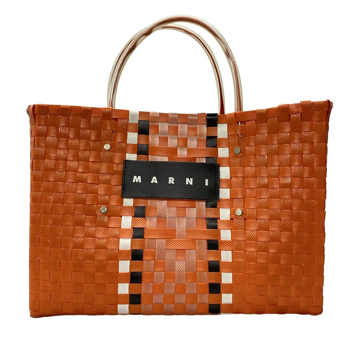 【関税込み】Marni オレンジ ラージ かごトート MARNI(マルニ) トートバッグ - オレンジ×黒×白 かごバッグ