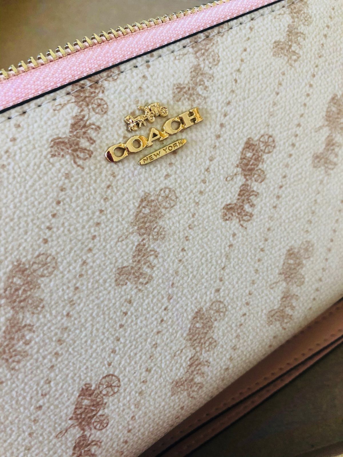 COACH 長財布 ホース アンド キャリッジ ピンク