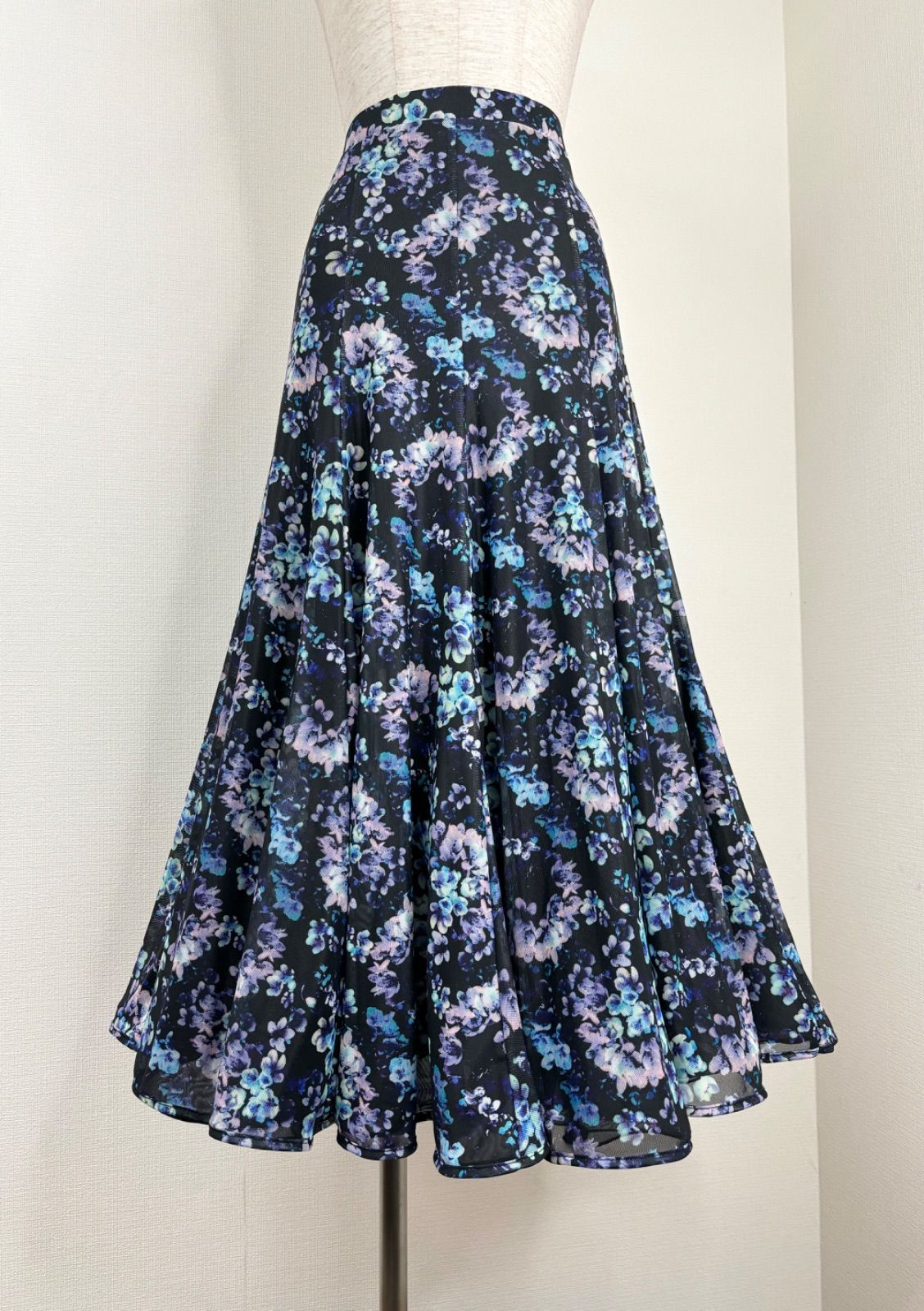 新品》社交ダンス バルーンスリーブ ブルー系 ソフトメッシュ